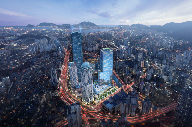 IHO 인프라센터가 들어설 부산국제금융센터 3단계 건물(오른쪽) 조감도. 부산일보DB