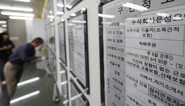 사진은 지난 17일 서울 마포구 서울서부고용복지플러스센터 건설업 구인 광고 모습. 연합뉴스