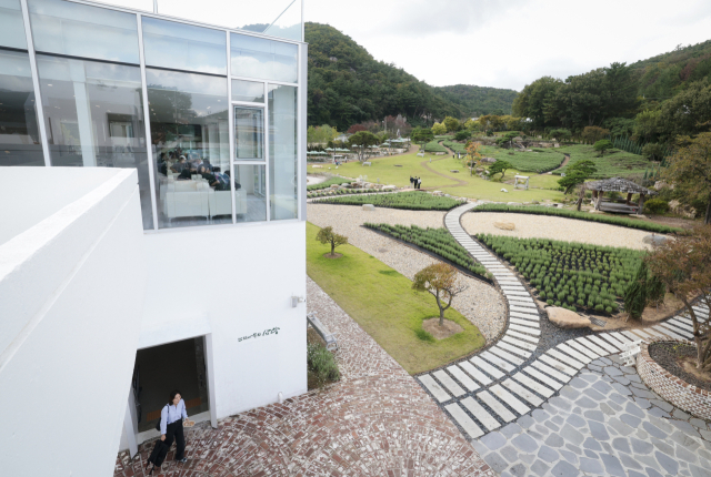 느티나무의사랑 베이커리와 카페 앞으로 치유 농장이 펼쳐져 있다. 정대현 기자 jhyun@