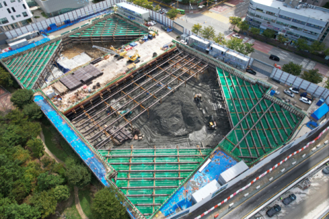 해운대구 신청사 건립공사 현장 모습.