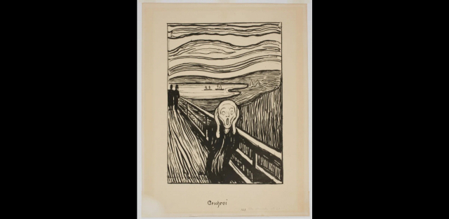 뭉크, 절규, 1895, 석판화. 뭉크미술관 소장.