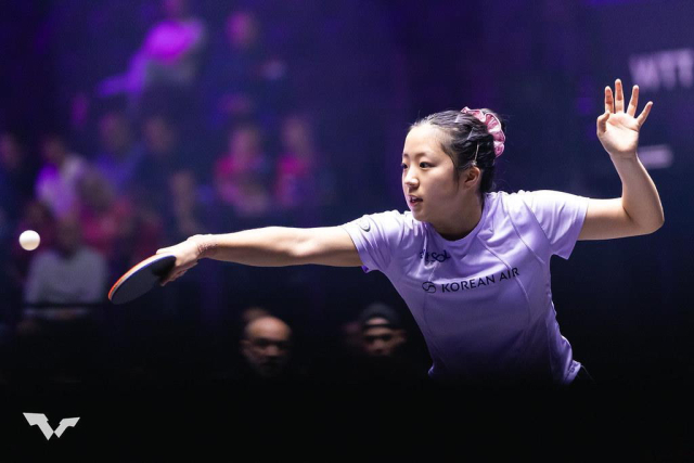 월드테이블테니스(WTT) 챔피언스 여자 단식 4강에 진출한 신유빈. WTT 인스타그램 캡처