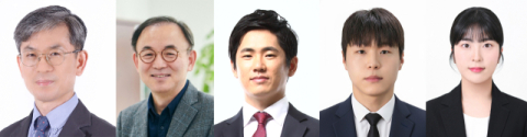 왼쪽부터 윤진호 교수, 이희승 박사, 이강민 연구교수, 김지훈 석사과정생, 정혜림 석사과정생.