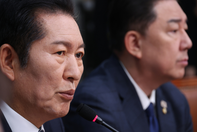 더불어민주당 정청래 대표가 12일 국회에서 열린 최고위원회의에서 발언하고 있다. 연합뉴스