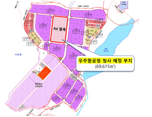 경남 우주항공국가산업단지 사천지구 우주항공청 청사 예정 부지(평면도). 우주청 제공