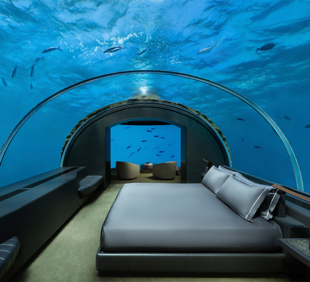 몰디브에 있는 해저호텔 ‘콘래드 몰디브 랑갈리’의 객실. 홈페이지 캡처