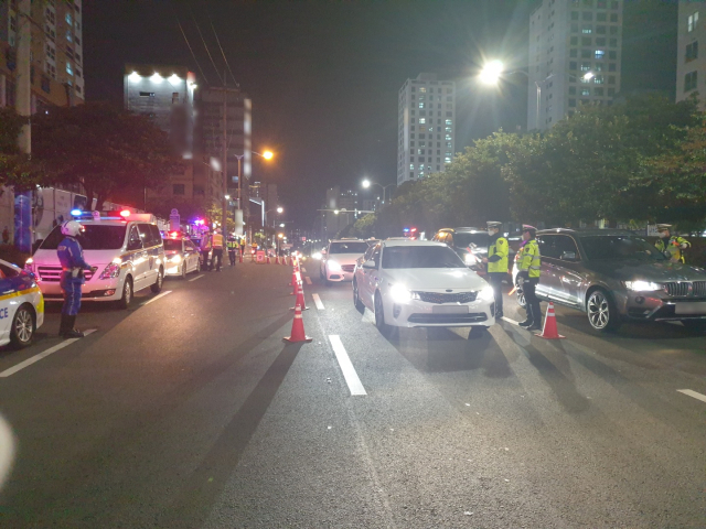 부산시 자치경찰위원회와 부산경찰청은 다음 달 1일부터 내년 1월 말까지 2개월간 음주운전 특별단속을 진행할 예정이라고 28일 밝혔다. 사진은 경찰이 부산진구 전포대로에서 음주운전 단속을 진행하는 모습. 부산경찰청 제공.