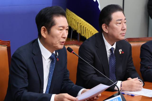 더불어민주당 정청래 대표가 5일 서울 여의도 국회에서 열린 최고위원회의에서 발언하고 있다. 연합뉴스