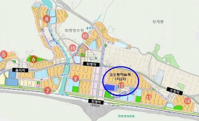 화명금곡 노후계획도시 정비를 위한 선도지구. 원안에 위치해 있다.