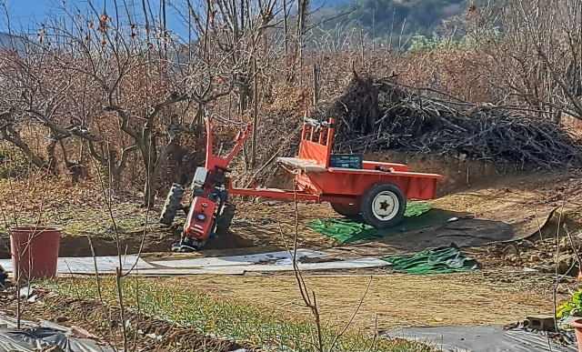 경남 김해시 부곡동의 경운기 사고 현장. 독자 제공