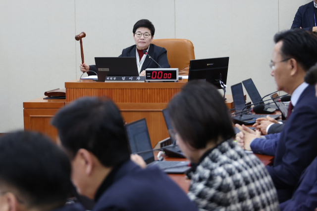 지난 4일 서울 여의도 국회에서 열린 기획재정위원회 전체회의에서 국민의힘 소속 임이자 위원장이 국가재정법 개정안 등 법안을 의결하며 의사봉을 두드리고 있다. 연합뉴스