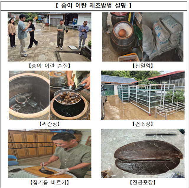 숭어 어란 제조방법 설명. 해수부 제공