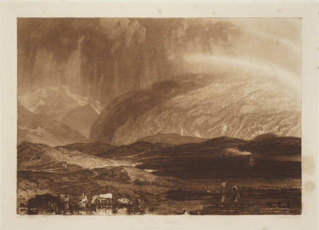 조지프 말로드 윌리엄 터너의 '스코틀랜드 이탄 늪'(Peat Bog, Scotland), 1812년 4월 23일 발행, 에칭, 애쿼틴트, 메조틴트, 갈색 잉크 인쇄. ©Wooyang Art Museum