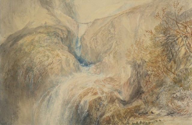 조지프 말로드 윌리엄 터너의 '티스강 위 쇠사슬 현수교'(Chain Bridge over the River Tees), 1838, 수채, 연필. ©Wooyang Art Museum