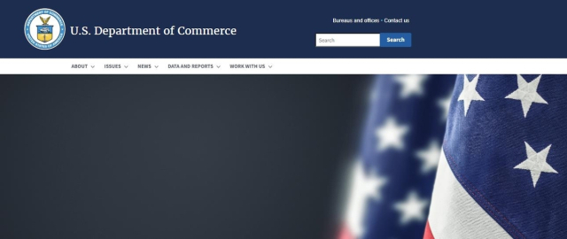 미국 상무부 홈페이지 화면 캡처