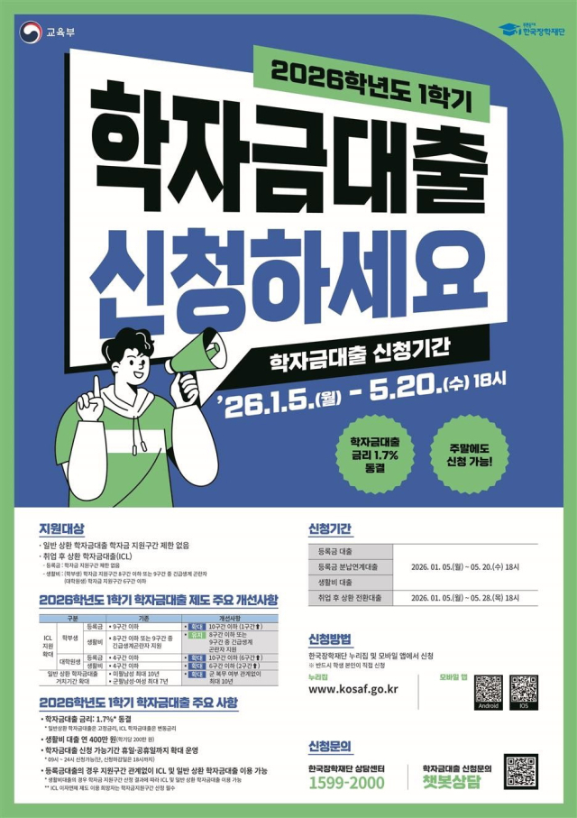 학자금 대출 신청 포스터. 교육부 제공