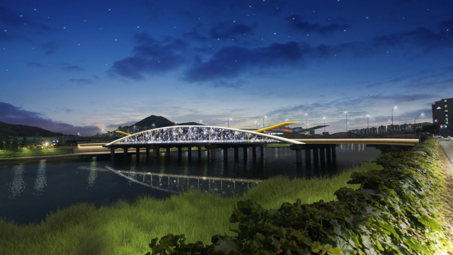 LED 조명이 설치된 영대교 경관 조명 조감도. 양산시 제공