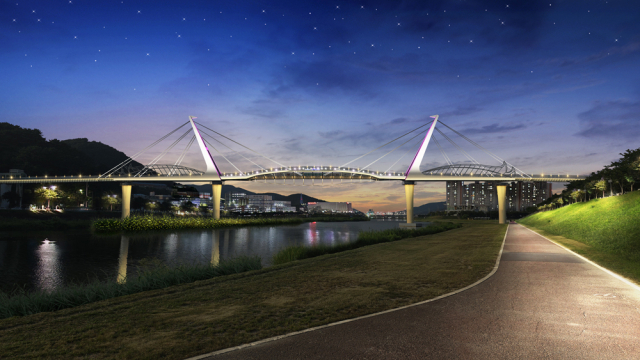LED 조명이 설치된 구름다리 경관 조명 조감도. 양산시 제공