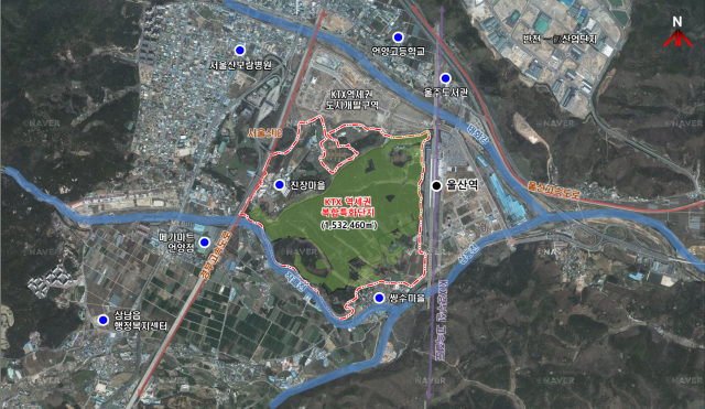 KTX울산역 복합특화단지 토지거래허가구역 위치도. 울산시 제공