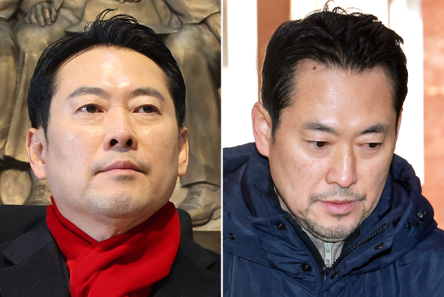 통일교·공천헌금 '쌍특검' 수용을 요구하며 20일 국회 로텐더홀에서 엿새째 단식 농성 중인 국민의힘 장동혁 대표(오른쪽). 왼쪽은 첫째 날인 지난 15일 단식에 들어갈 때 모습. 연합뉴스