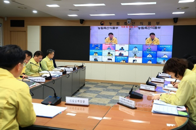 농식품부가 아프리카돼지열병이 전국적으로 확산되자 방역 대책 회의를 열고 있다. 농식품부 제공