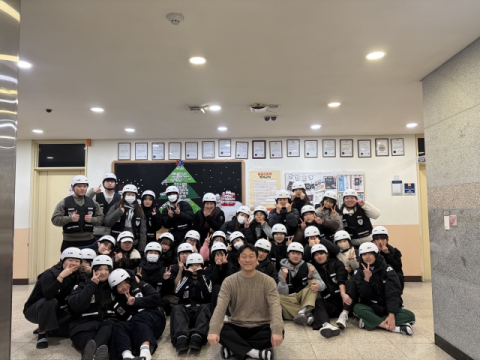 구급현장실습 사전교육 기념 촬영 사진.