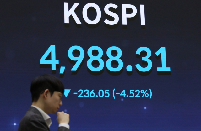 코스피 5% 급락 속보... 5000선 붕괴 확정