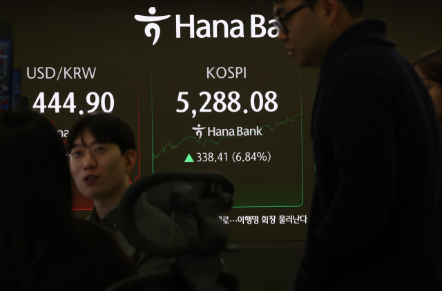 코스피가 3일 7% 가까이 급등해 종가 기준 사상 최고치인 5288.08에 거래를 마감했다. 연합뉴스