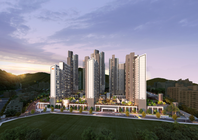 부산 해운대구 재송동에 들어서 청약 대기자들로부터 많은 관심을 받고 있는 ‘e편한세상 센텀 하이베뉴’의 조감도. DL이앤씨 제공