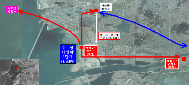 새만금 수상태양광 1단계 사업 위치도. 기후에너지환경부 제공