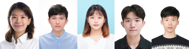 (왼쪽부터) UNIST 윤희인 교수, 남현준 연구원(제1저자), 안효경 연구원(제1저자), 안창민 연구원, 김성진 연구원. UNIST 제공