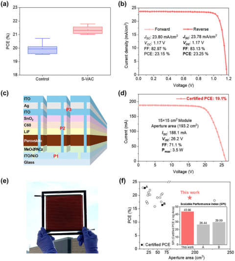 연구의 핵심 성과(고효율 대면적 모듈)를 증명하는 데이터 모음.