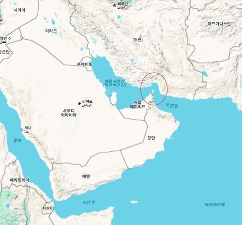 '글로벌 에너지 동맥'으로 불리는 호르무즈 해협. 세계지도 캡처. 연합뉴스