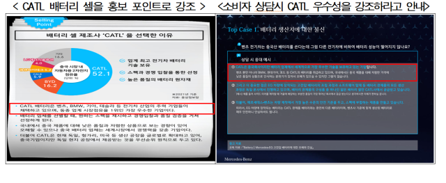 메르세데스 벤츠코리아가 딜러사에 배포한 전기차 배터리 셀 관련 판매지침. 공정거래위원회 제공