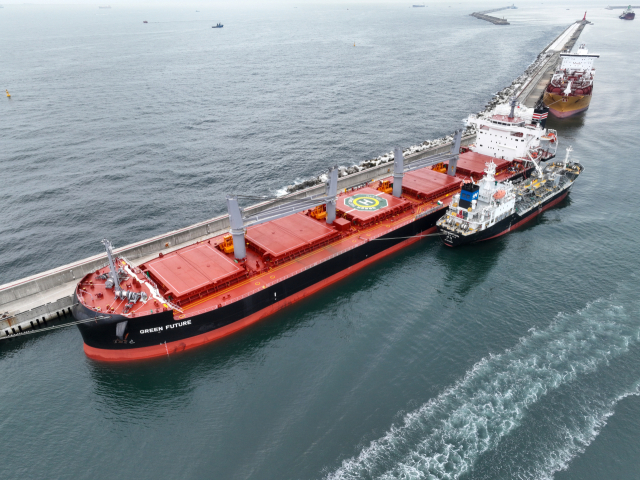 지난해 9월 PTS방식으로 진행된 바이오 메탄올 벙커링. UPA 제공