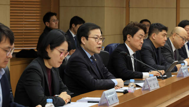 여한구 산업통상부 통상교섭본부장이 11일 서울 한국무역보험공사에서 열린 중동수출기업간담회에 참석해 발언하고 있다. 연합뉴스