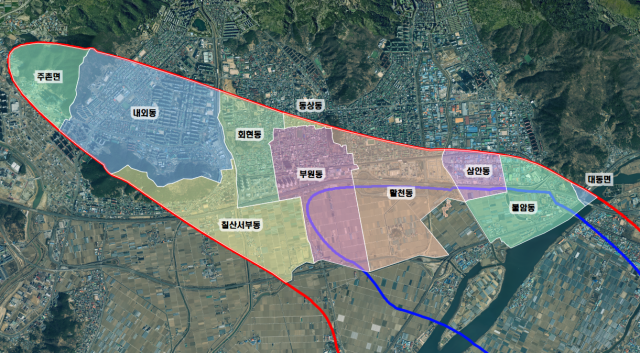 경남 김해시 공항소음 대책(인근)지역. 김해시 제공