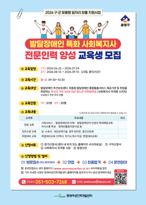 동래여성인력개발센터, ‘발달장애인 특화 사회복지사 양성과정’ 운영