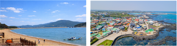 인천 중구 마시안마을(왼쪽)과 제주 제주시 김녕마을. 해수부 제공