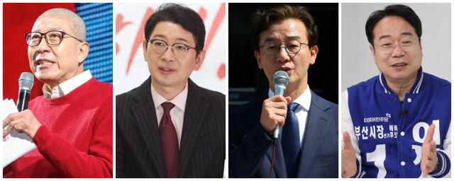 왼쪽부터 박형준 주진우 전재수 이재성. 부산일보DB