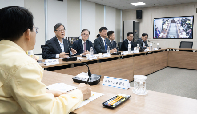 황종우 해양수산부 장관이 지난 10일 호르무즈해협 내에 있는 우리 선박의 선주사 및 선박 관리사 대표들과 해협 통항 준비상황을 점검하는 회의를 가졌다. 해수부 제공