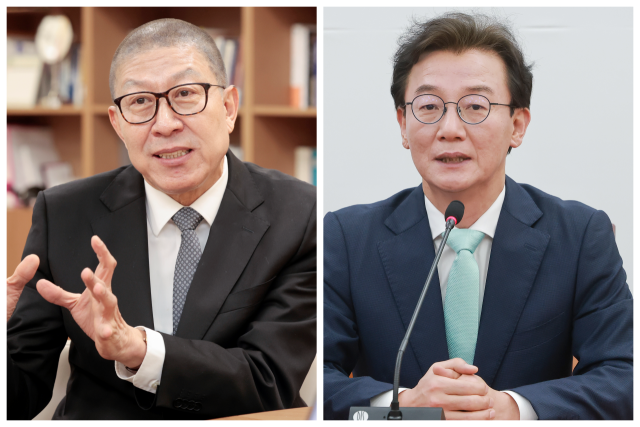 박형준 부산시장(왼쪽) 더불어민주당 전재수 의원. 부산일보DB