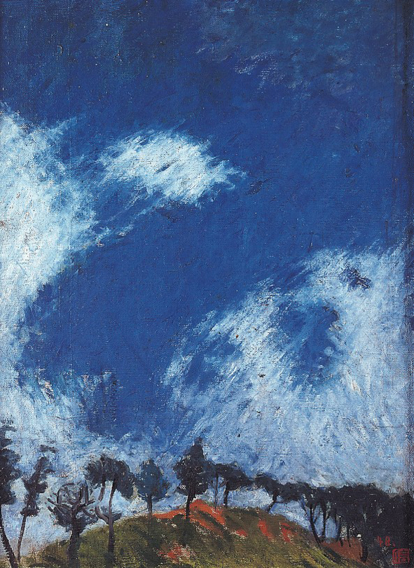 문신, 뒷산과 하늘(언덕-구름B), 1948. 경남도립미술관 소장