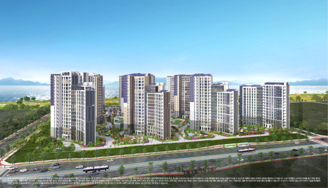 모아건설산업(주)과 로제비앙건설(주)이 부산 강서구 에코델타시티에 시공하는 ‘에코델타시티 엘가 로제비앙’이 17일 동·호 지정 계약에 돌입한다. 에코델타시티 엘가 로제비앙 투시도. 모아건설산업(주)·로제비앙건설(주) 제공