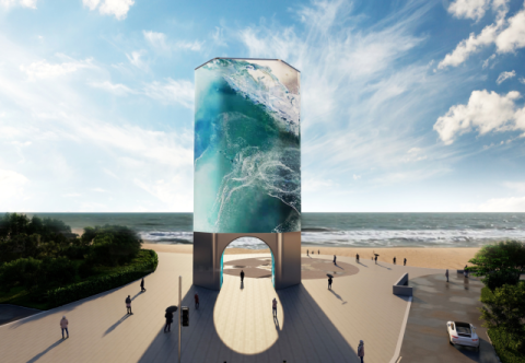 ‘미디어 타워’를 통해 해변에서 전시, 공연, 영화 감상이 가능해진다. 현대퓨처넷 제공