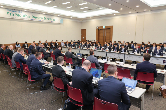 체코 원전사업자(EDU II)와 체코 산업통상부 핵심 인사 40여 명이 한수원과 회의를 진행하고 있다. 한수원 제공