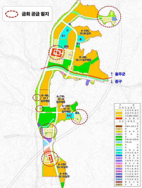 울산다운2지구 토지이용계획도. LH 제공