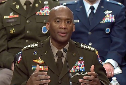 청문회 출석한 브런슨 사령관. 미 상원 군사위 홈페이지 캡처