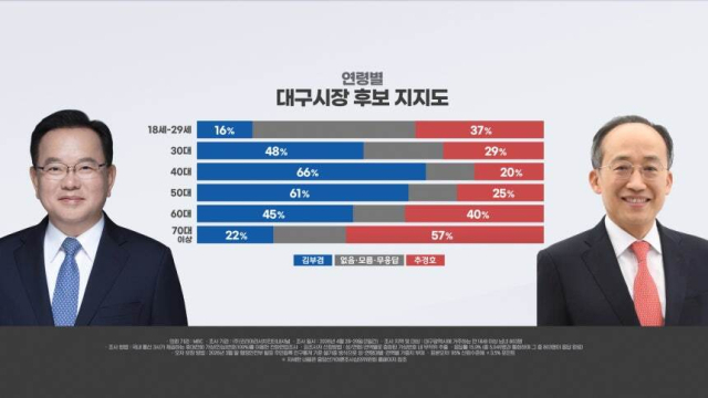 대구시장 후보 지지도 여론조사 결과. MBC 제공