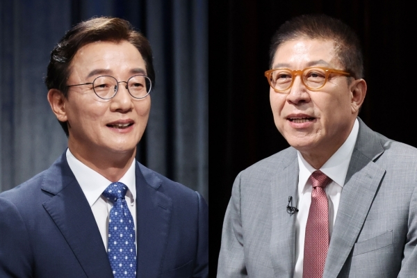 더불어민주당 전재수(왼쪽) 부산시장 후보와 국민의힘 박형준 후보. 부산일보DB